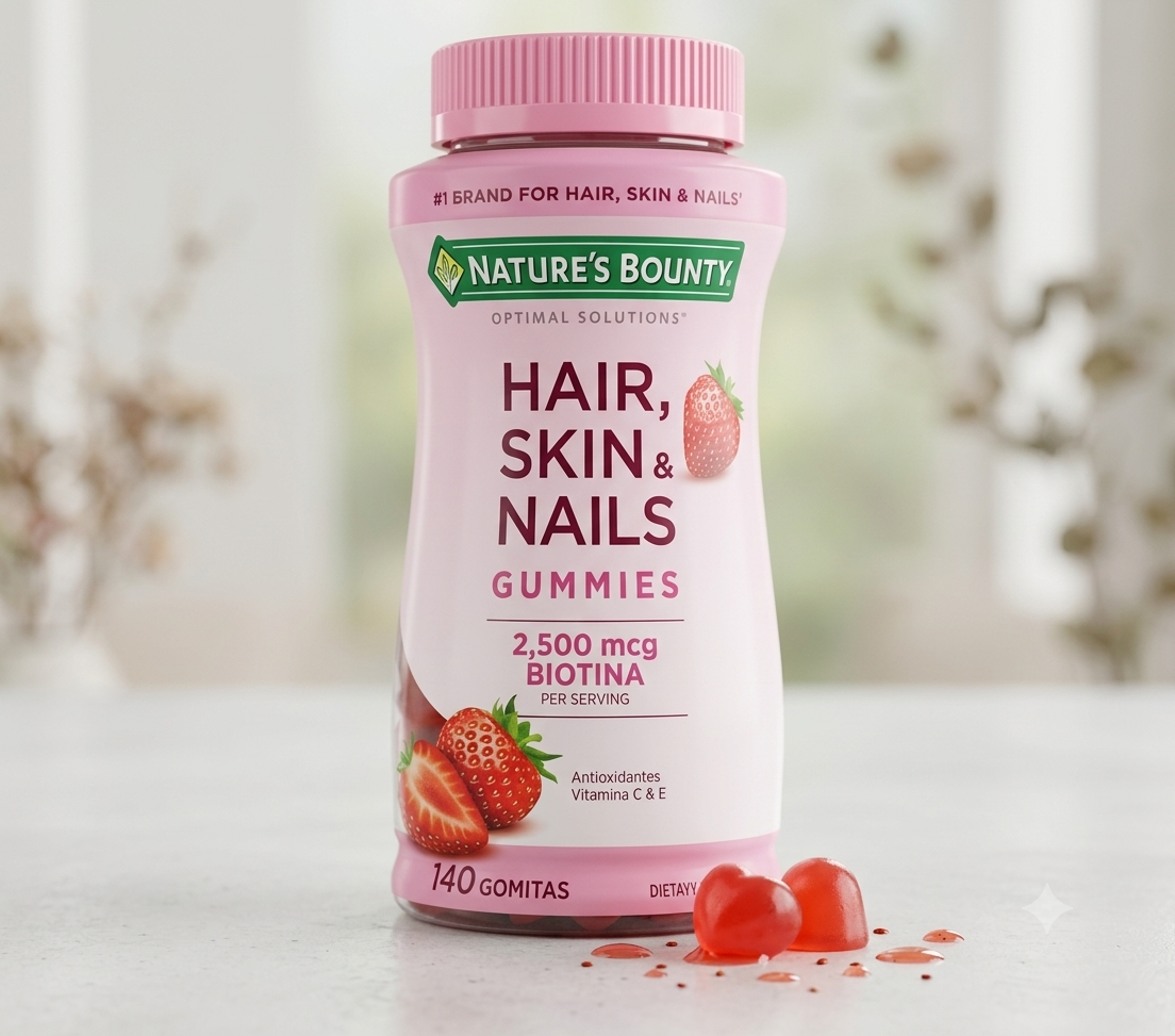GOMITAS NATURE'S BOUNTY HAIR, SKIN & NAILS 2,500 MCG DE BIOTINA PARA CABELLO,