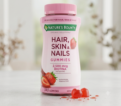GOMITAS NATURE'S BOUNTY HAIR, SKIN & NAILS 2,500 MCG DE BIOTINA PARA CABELLO,